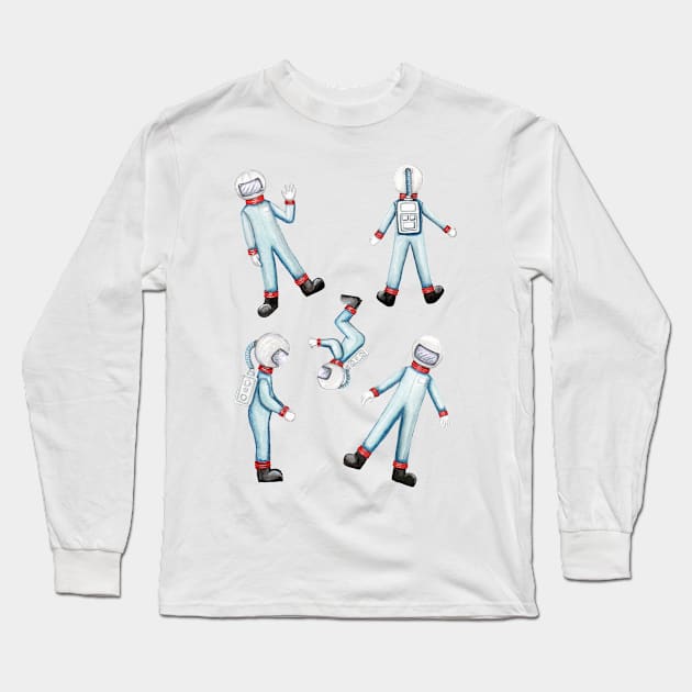 Retro Astronauts Long Sleeve T-Shirt by Robyn Warne Designs